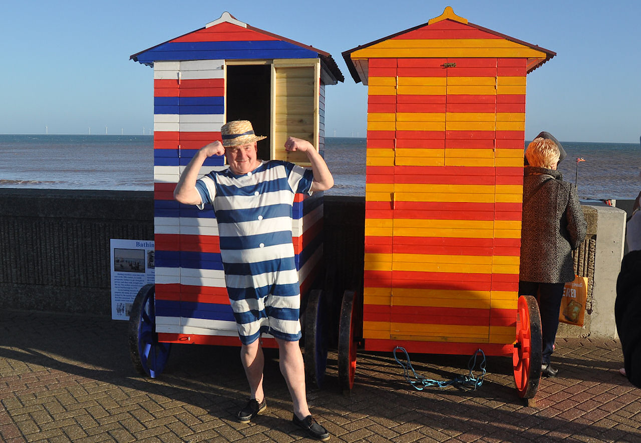 Victorian Bathing Machines on prom in Withernsea