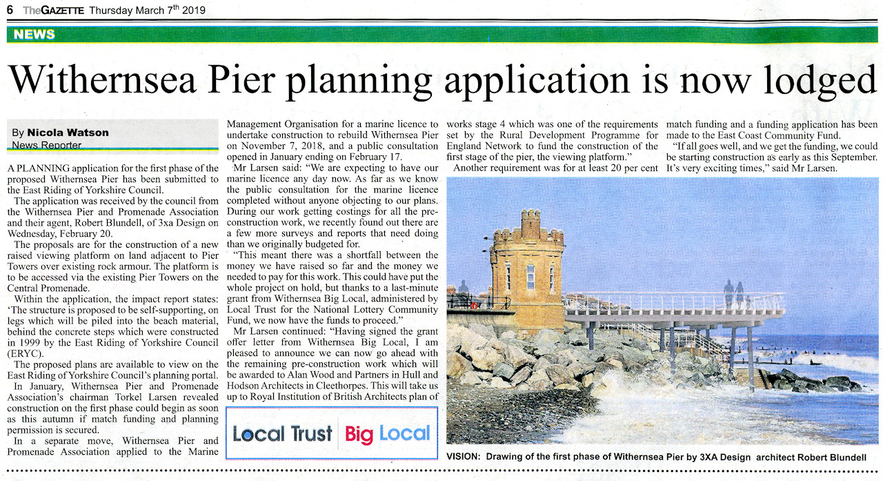 Withernsea Pier in Holderness Gazette 7th March 2019