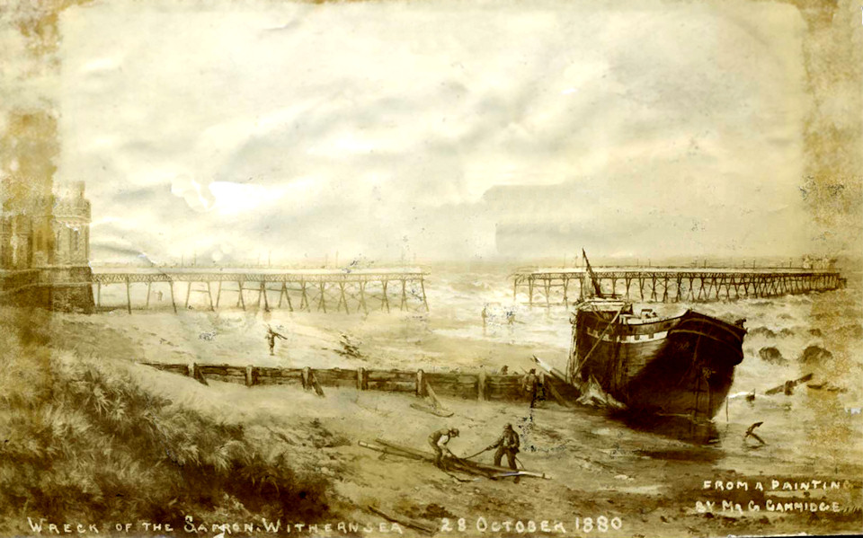 The Safron hits Withernsea Pier 1880